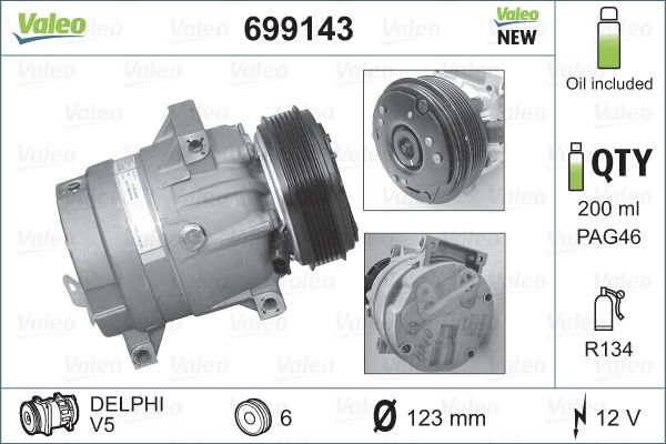 Kompressor, Klimaanlage VALEO 699143