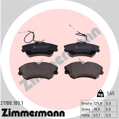 Bremsbelagsatz, Scheibenbremse ZIMMERMANN 21188.180.1