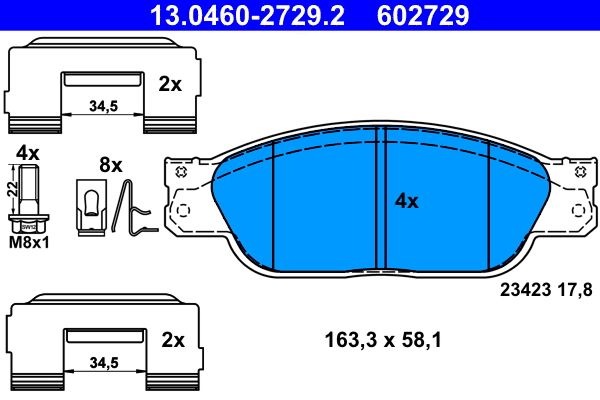 Bremsbelagsatz, Scheibenbremse ATE 13.0460-2729.2
