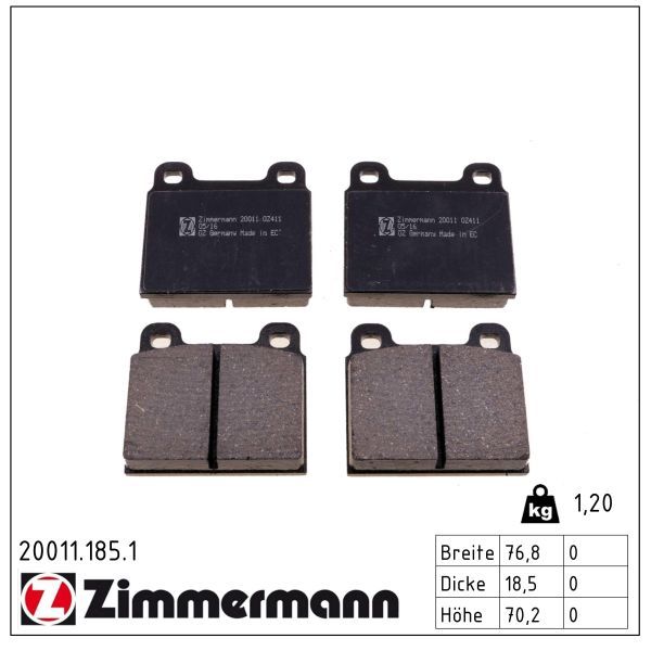 Bremsbelagsatz, Scheibenbremse ZIMMERMANN 20011.185.1