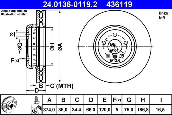 Bremsscheibe ATE 24.0136-0119.2