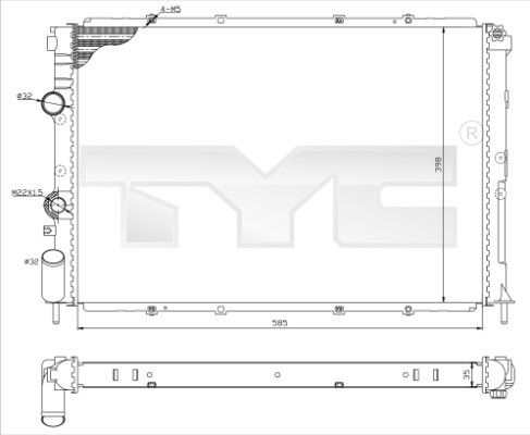 Kühler, Motorkühlung TYC 728-0025-R