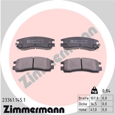 Bremsbelagsatz, Scheibenbremse ZIMMERMANN 23361.145.1