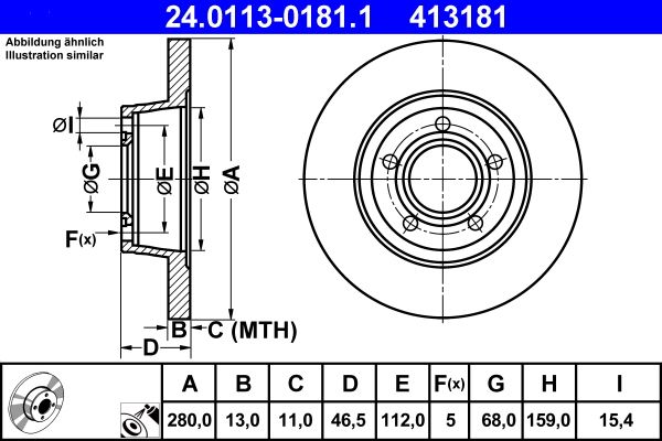 Bremsscheibe ATE 24.0113-0181.1