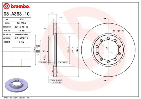 Bremsscheibe BREMBO 08.A363.10