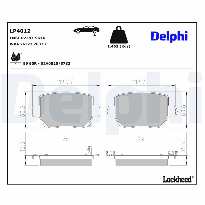 Bremsbelagsatz, Scheibenbremse DELPHI LP4012