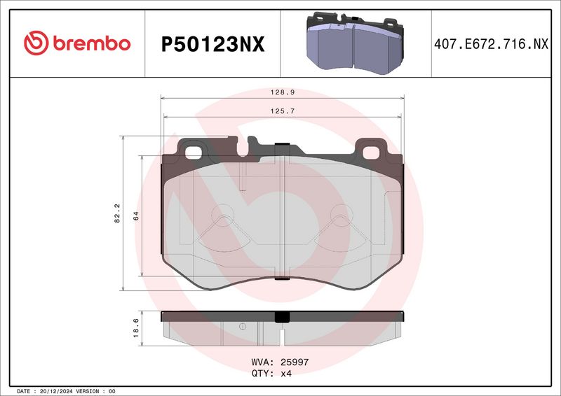 Bremsbelagsatz Bremsbeläge BREMBO P50123NX
