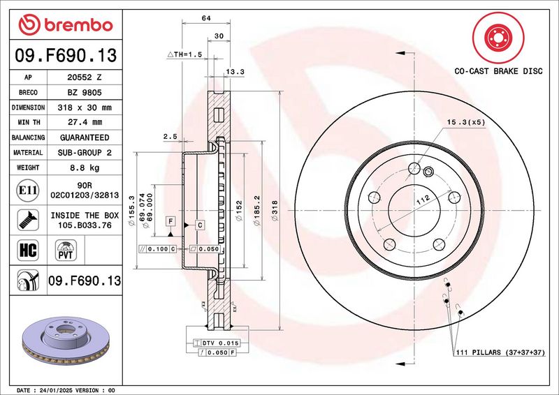 Bremsscheibe BREMBO 09.F690.13