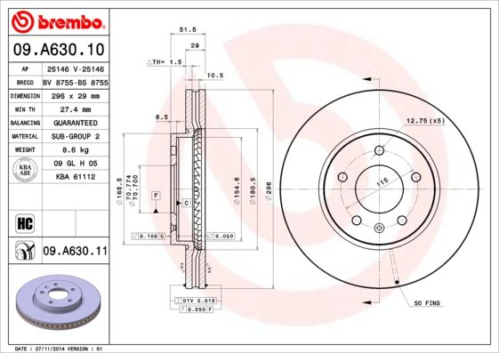 Bremsscheibe BREMBO 09.A630.10