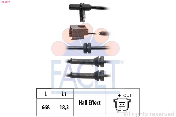 Sensor, Raddrehzahl FACET 21.0237