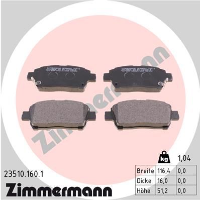 Bremsbelagsatz Bremsbeläge ZIMMERMANN 23510.160.1