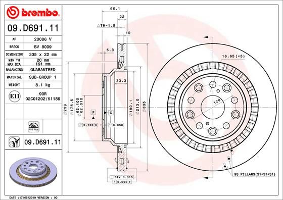 Bremsscheibe BREMBO 09.D691.11