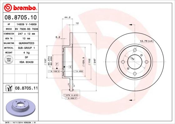 Bremsscheibe BREMBO 08.8705.11