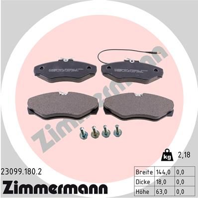 Bremsbelagsatz, Scheibenbremse ZIMMERMANN 23099.180.2