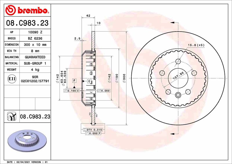 Bremsscheibe BREMBO 08.C983.23