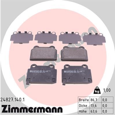 Bremsbelagsatz Bremsbeläge ZIMMERMANN 24827.140.1