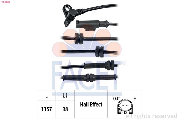 Sensor, Raddrehzahl FACET 21.0201