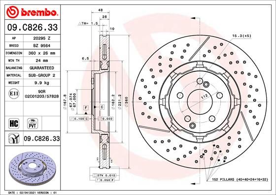 Bremsscheibe BREMBO 09.C826.33
