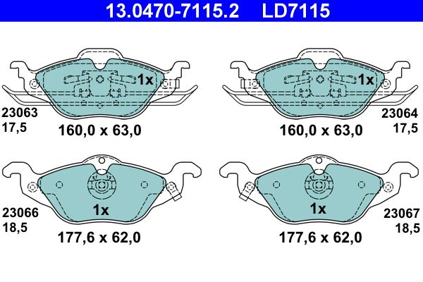 Bremsbelagsatz, Scheibenbremse ATE 13.0470-7115.2