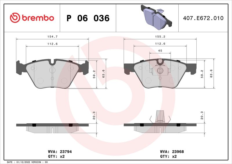 Bremsbelagsatz, Scheibenbremse BREMBO P 06 036