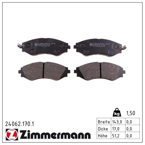 Bremsbelagsatz, Scheibenbremse ZIMMERMANN 24062.170.1