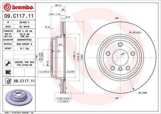 Bremsscheibe BREMBO 09.C117.11