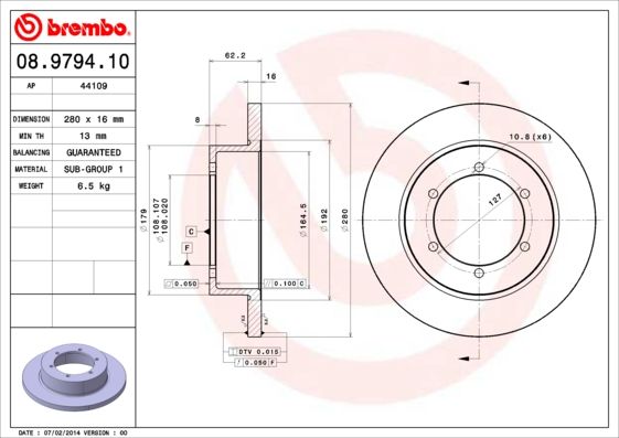 Bremsscheibe BREMBO 08.9794.10