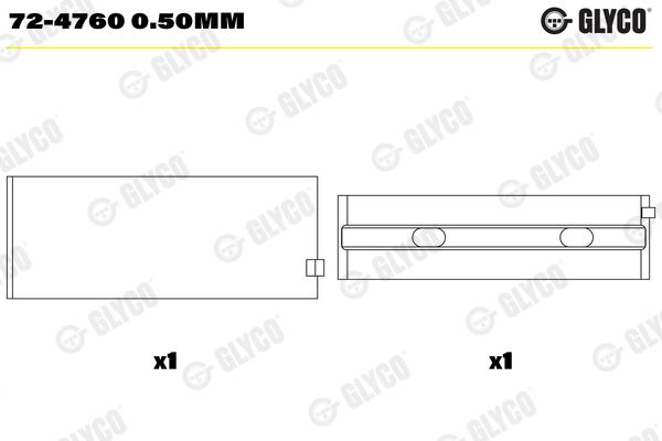 Kurbelwellenlager GLYCO 72-47600.50MM