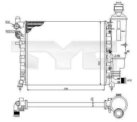 Kühler, Motorkühlung TYC 705-0032