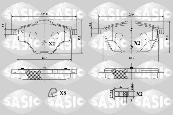 Bremsbelagsatz, Scheibenbremse SASIC 6210079