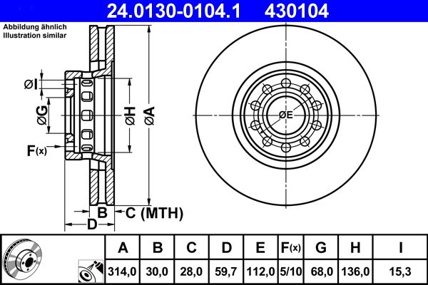 Bremsscheibe ATE 24.0130-0104.1