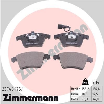 Bremsbelagsatz Bremsbeläge ZIMMERMANN 23746.175.1