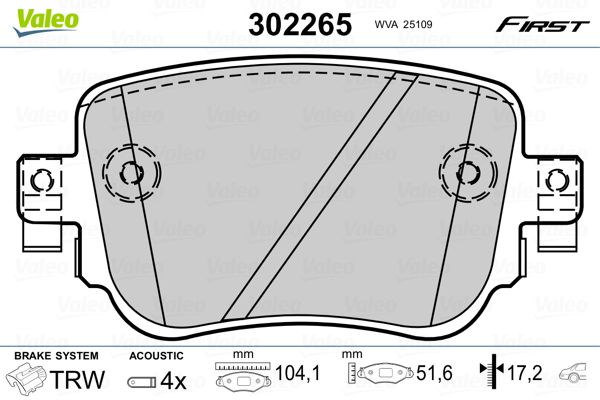Bremsbelagsatz, Scheibenbremse VALEO 302265