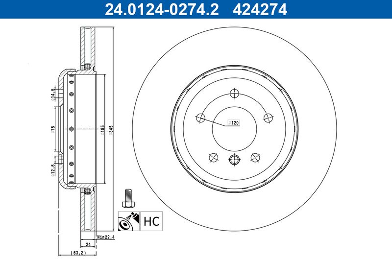 Bremsscheibe Ate 24.0124-0274.2