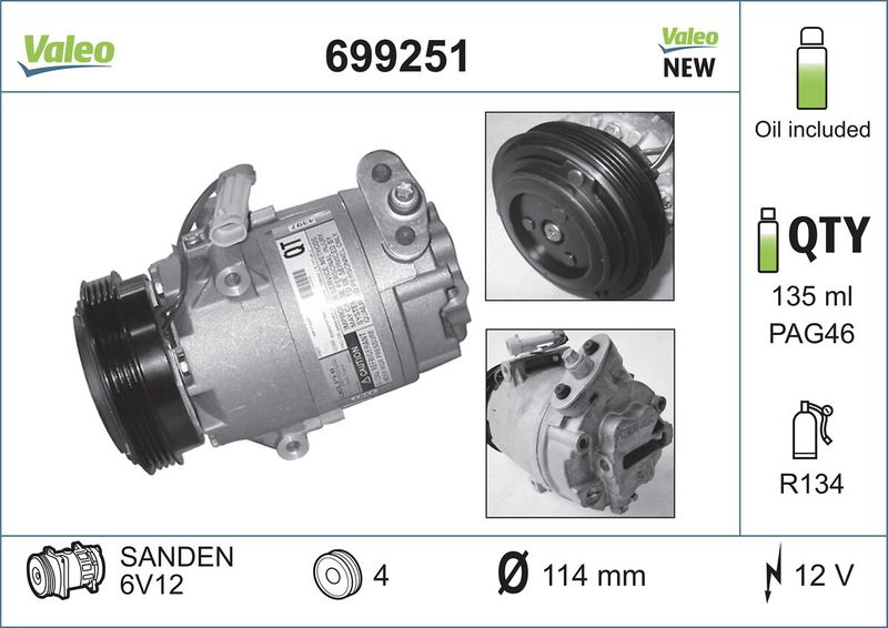 Kompressor, Klimaanlage VALEO 699251