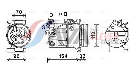 Kompressor, Klimaanlage AVA QUALITY COOLING VOAK183