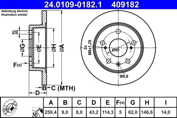 Bremsscheibe ATE 24.0109-0182.1