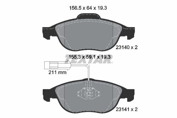 Bremsbelagsatz, Scheibenbremse TEXTAR 2314002
