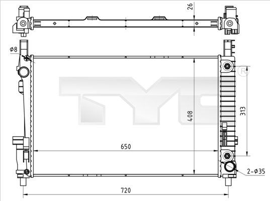 Kühler, Motorkühlung TYC 721-0020