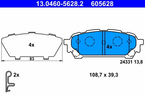 Bremsbelagsatz, Scheibenbremse ATE 13.0460-5628.2