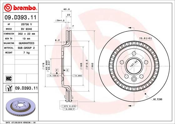 Bremsscheibe BREMBO 09.D393.11