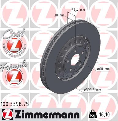 Bremsscheibe ZIMMERMANN 100.3398.75