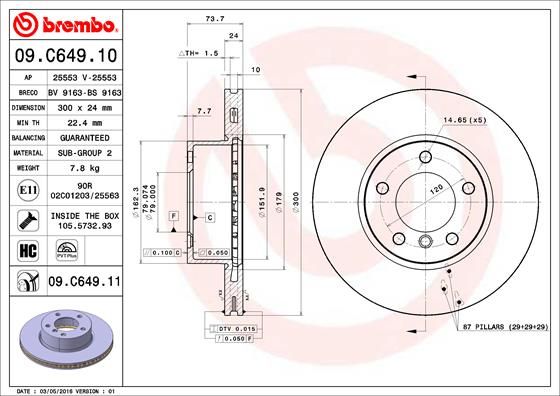 Bremsscheibe BREMBO 09.C649.11