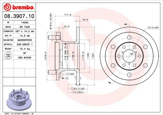 Bremsscheibe BREMBO 08.3907.10