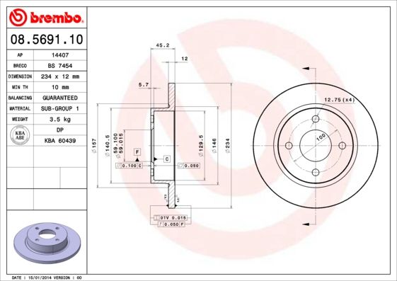 Bremsscheibe BREMBO 08.5691.10