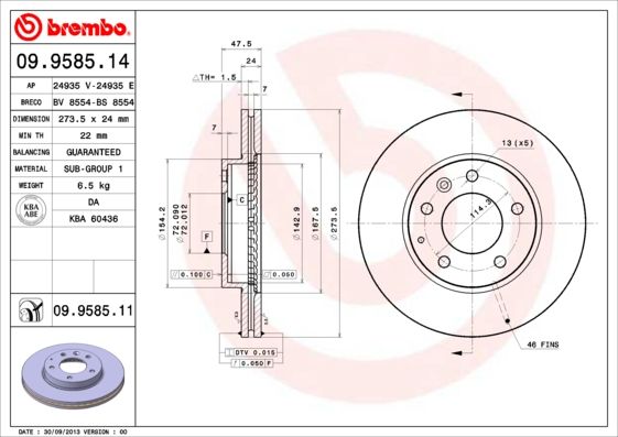 Bremsscheibe BREMBO 09.9585.11