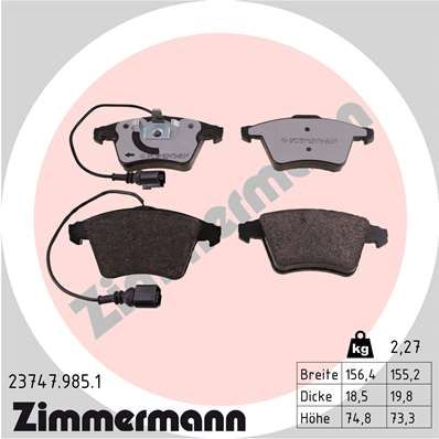 Bremsbelagsatz, Scheibenbremse ZIMMERMANN 23747.985.1