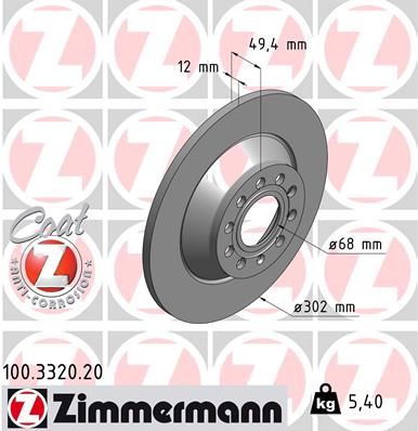 Bremsscheibe ZIMMERMANN 100.3320.20