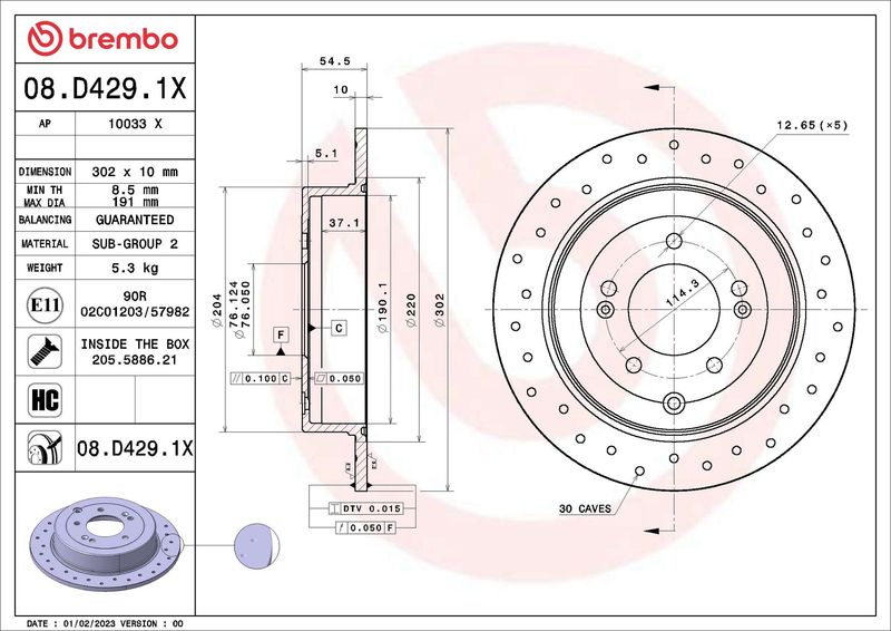 Bremsscheibe BREMBO 08.D429.1X