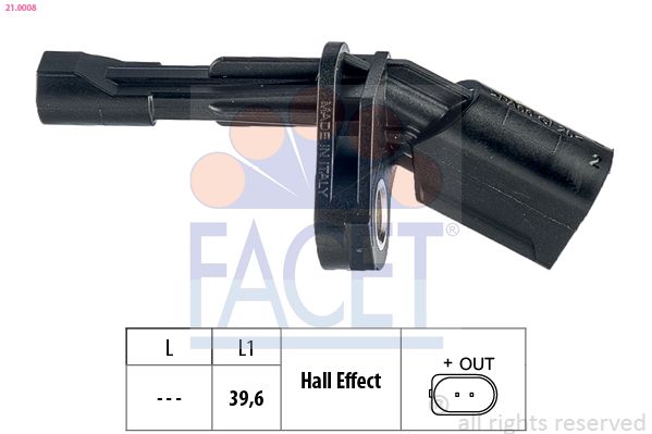Sensor, Raddrehzahl FACET 21.0008